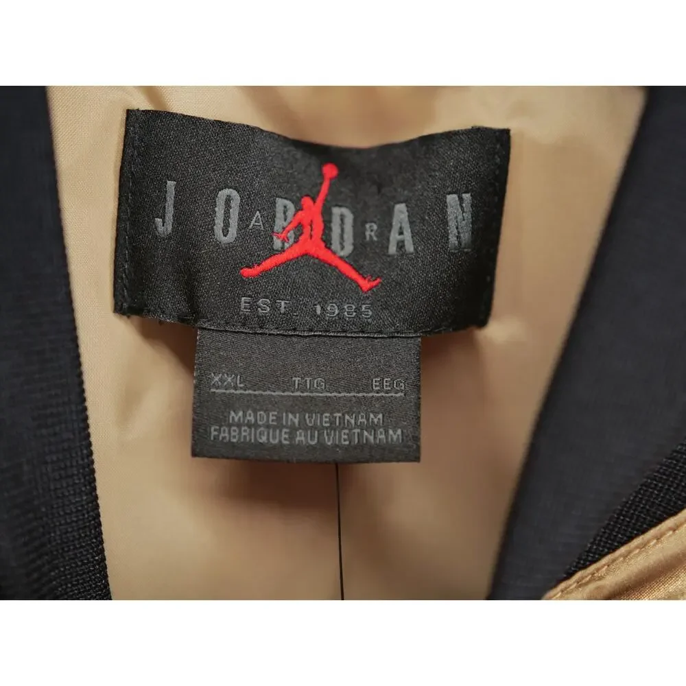 Jordan Mens XXL MVP HBR Varsity Jacket Desert Camo Sail Gold Satin Bomber NWT